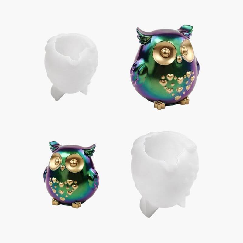 3D Owl Figurine Silicone Resin Mold Set