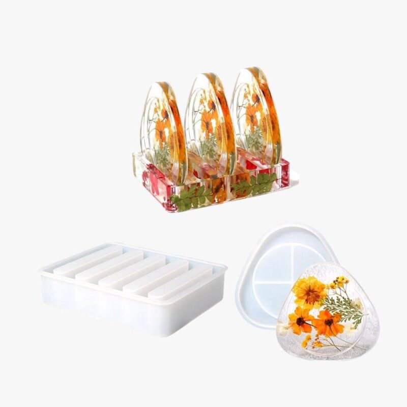 5-Piece Resin Coaster Mold Set with Stand | Resin Mold Box