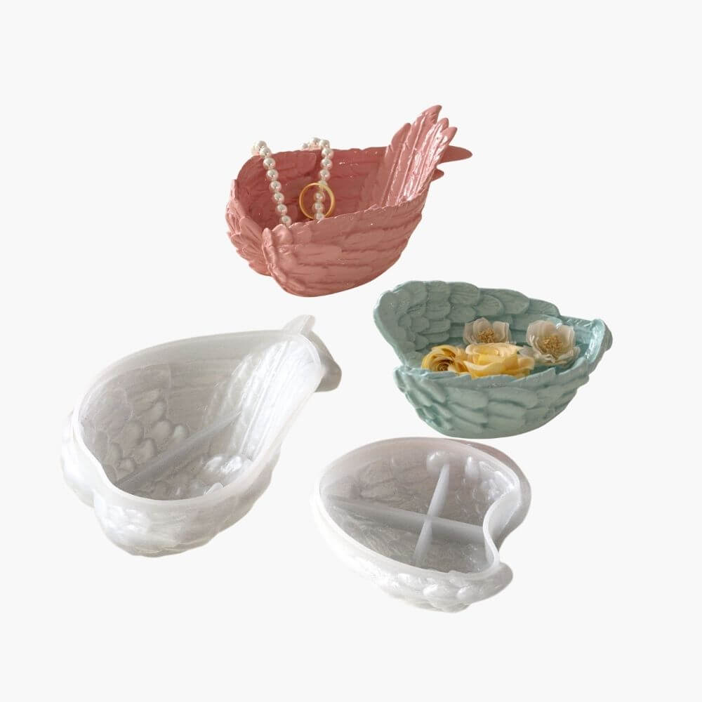 Angel Wings Resin Dish Molds Set (2 Sizes) - Jewelry Tray & Memorial Casting