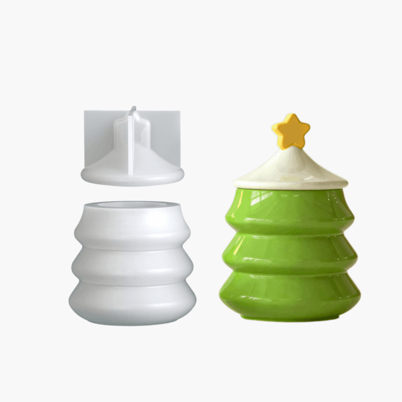 Adorable Christmas Tree Resin Mold – Storage Jar With Star Lid For Diy Festive Gifts | Resin Mold Box