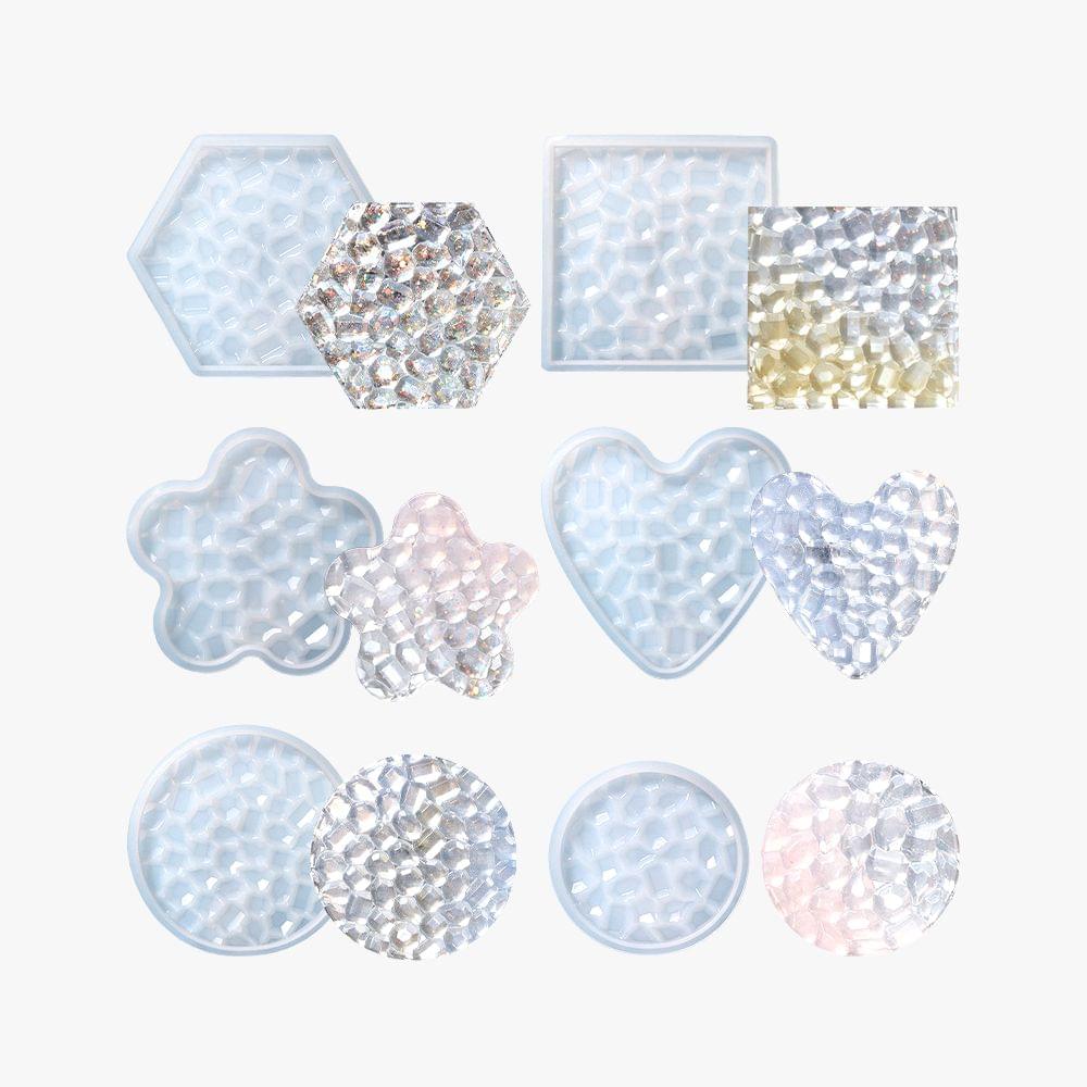Crystal-Effect Resin Coaster Mold Set (6 Shapes)
