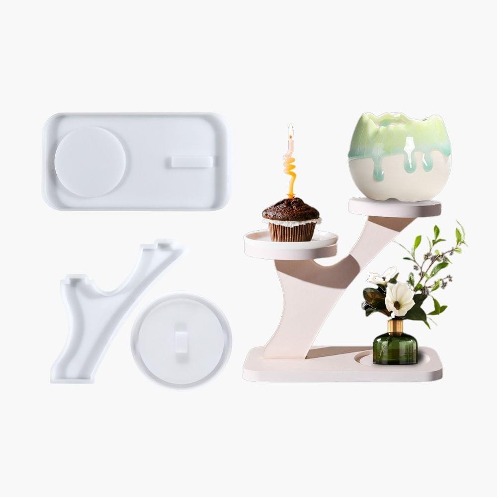 Modern 3-Tier Display Stand Silicone Resin Mold Set