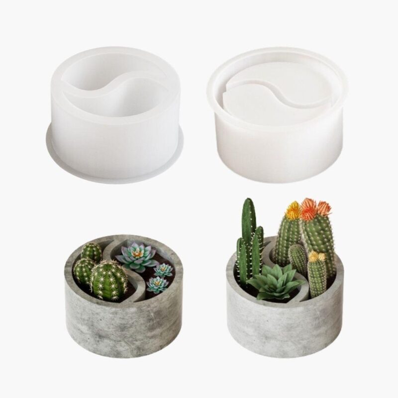 Yin-Yang Resin Flower Pot Mold 5.5″ | Resin Mold Box