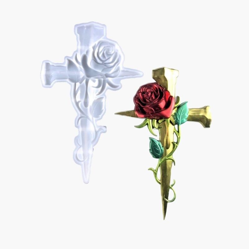 Large Rose Cross Resin Mold 10.16″ | Resin Mold Box