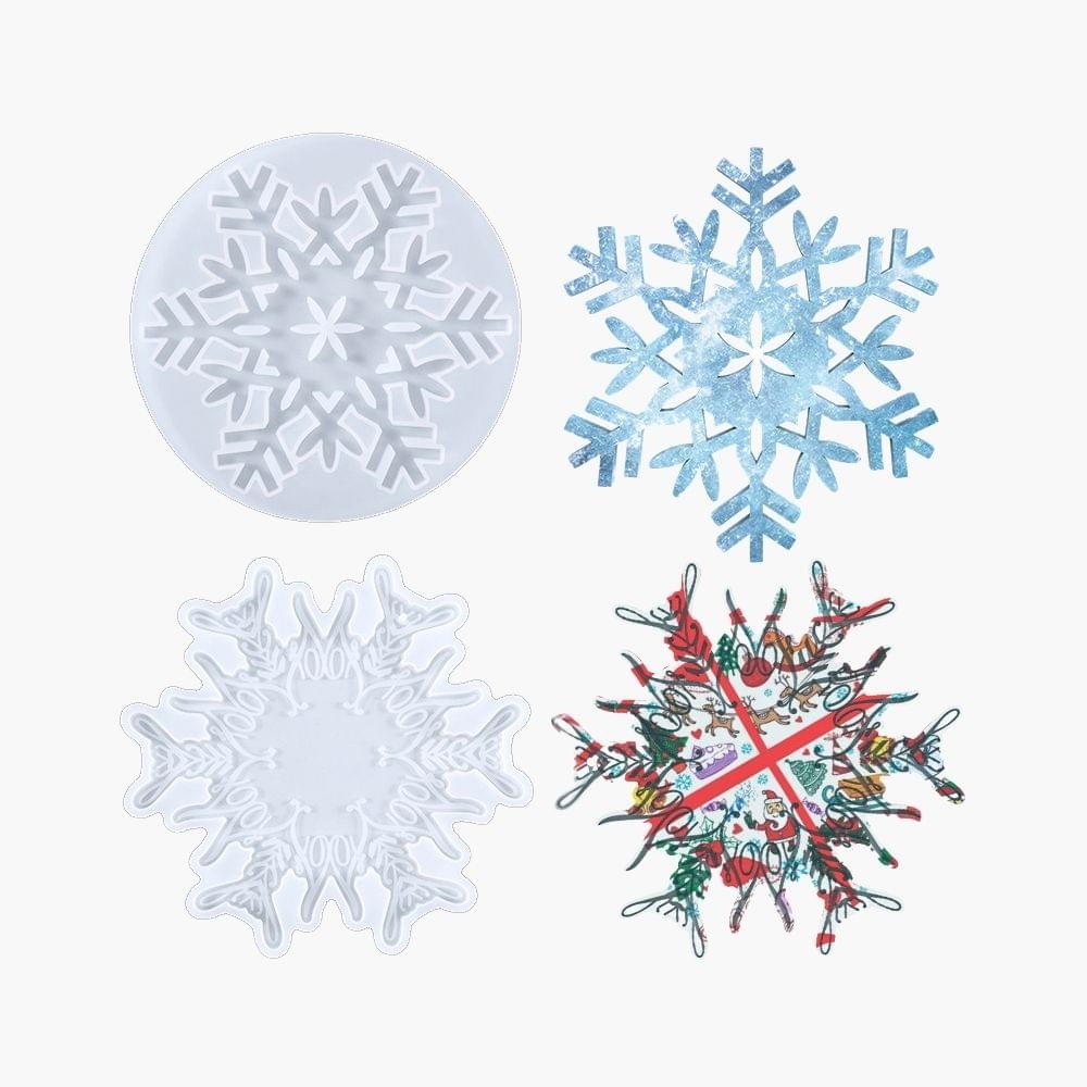 Snowflake Resin Coaster Molds, Set of 2