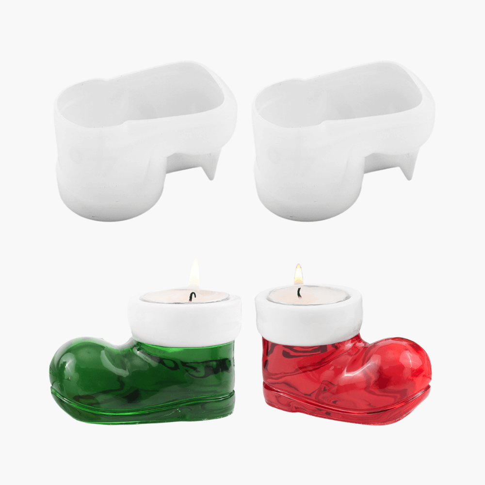 Santa's Boot Resin Mold – Christmas Candle Holder & Planter for DIY Holiday Decor, Set of 2