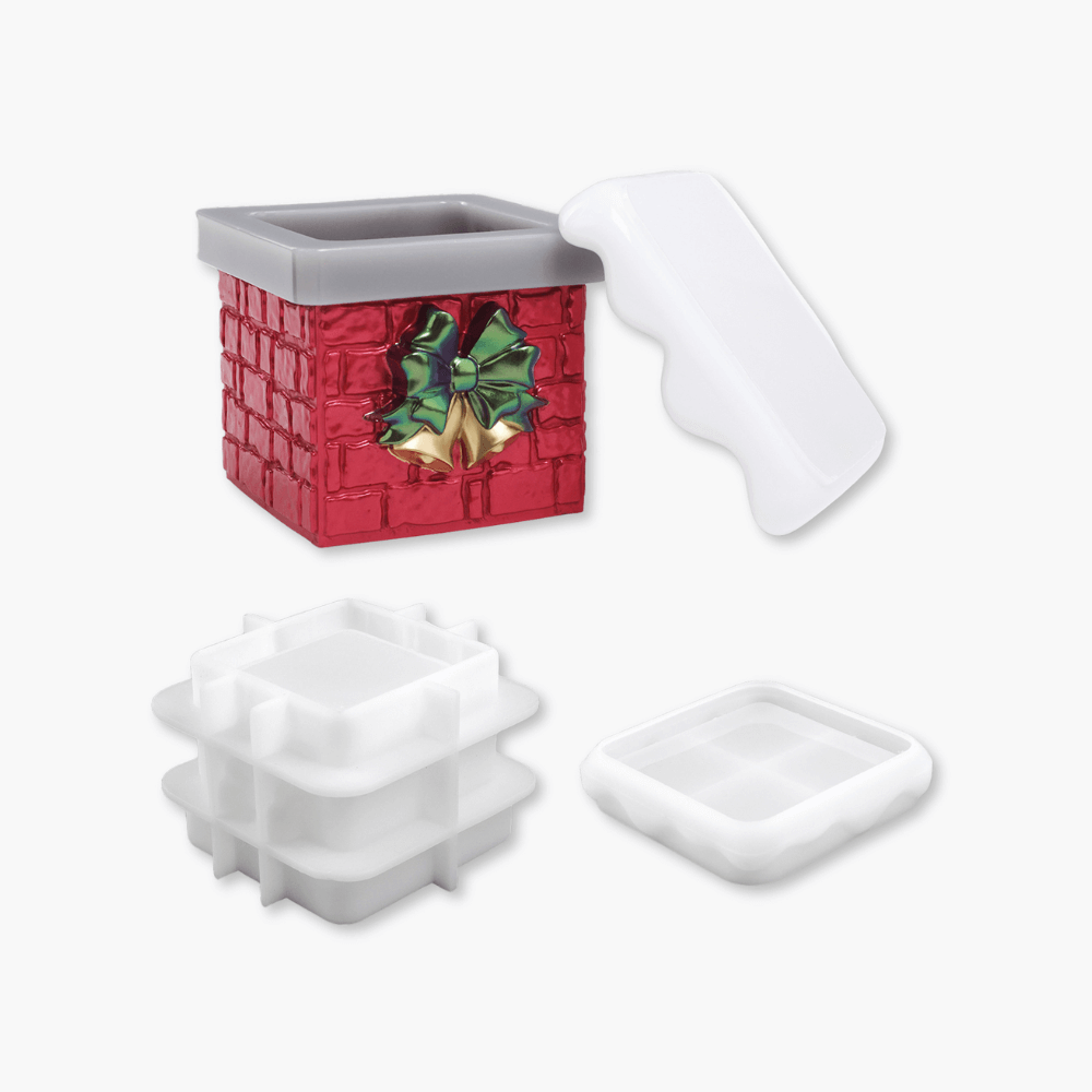 DIY Snow-Capped Chimney Resin Mold – Festive Storage Jar & Trinket Box for Holiday Crafts