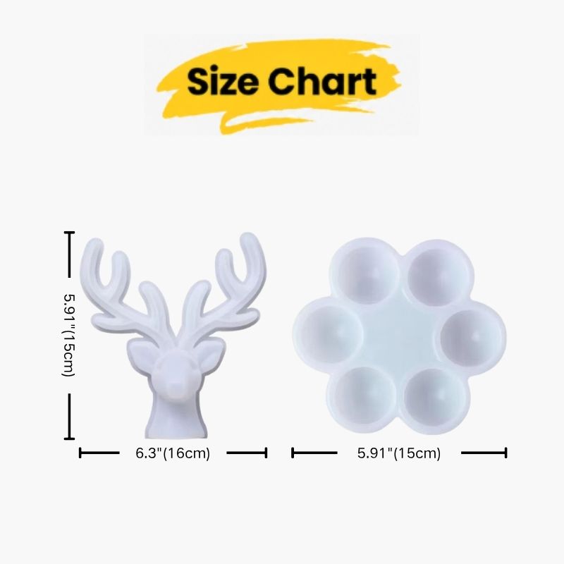Deer Jewelry Holder Silicone Mold Set with 6 Bowls | Resin Mold Box