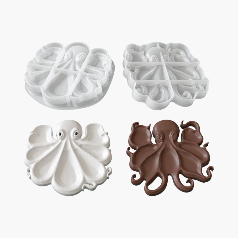 Octopus Divided Tray Silicone Mold Set, 2 Designs
