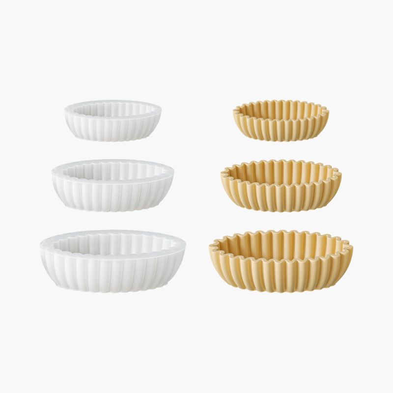 Scalloped Oval Bowl Silicone Mold Set in 3 Sizes