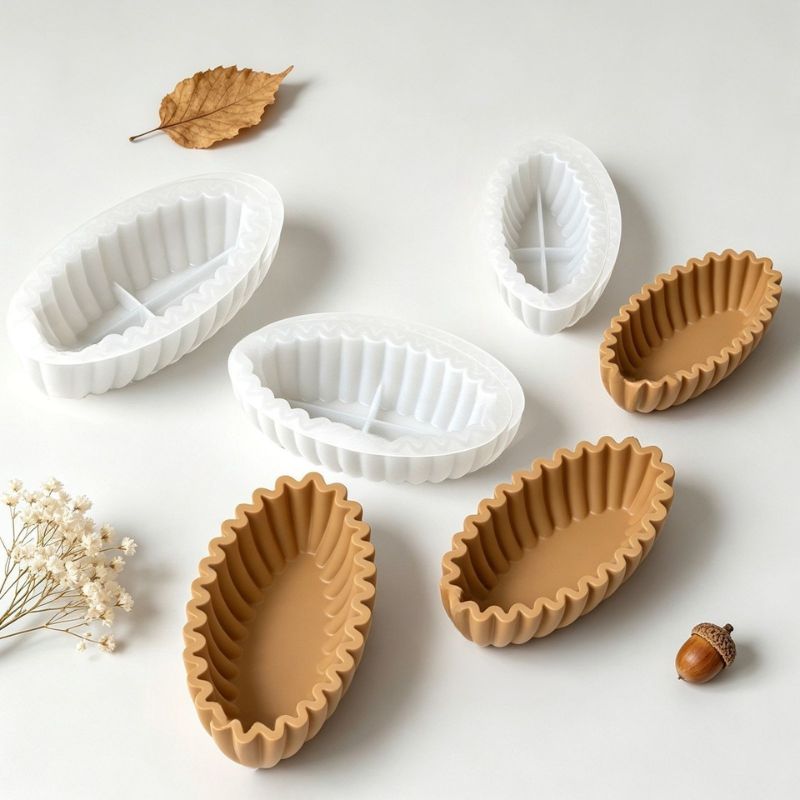 Scalloped Oval Bowl Silicone Mold Set in 3 Sizes | Resin Mold Box