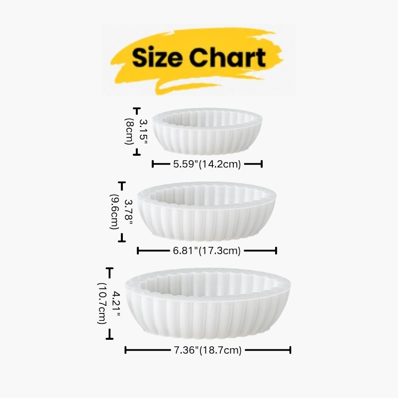 Scalloped Oval Bowl Silicone Mold Set in 3 Sizes | Resin Mold Box
